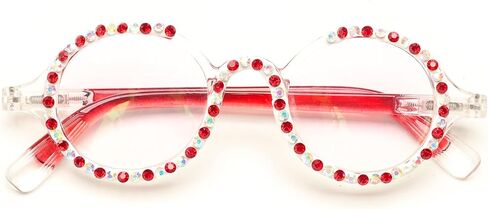 Retro Round Diamond Reading Glasses for Women Stylish Bling Rhinestone Anti Blue Light Computer Readers in Kuwait