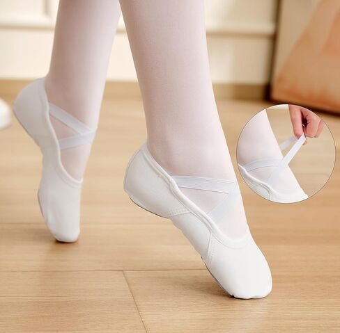 DANSHOW Ballet Shoes for Women Girls Highly Stretch Cotton Shoes Slipper Split Flats Sole in Kuwait