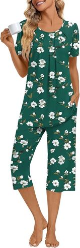 Anymeet Women's Pajamas Set Soft Short Sleeve Top with Pants 2 Piece Lounge & Sleepwear Set M-3XL in Kuwait