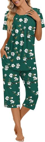 Anymeet Women's Pajamas Set Soft Short Sleeve Top with Pants 2 Piece Lounge & Sleepwear Set M-3XL in Kuwait