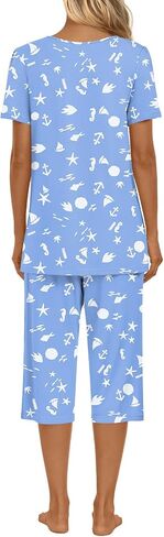 Anymeet Women's Pajamas Set Soft Short Sleeve Top with Pants 2 Piece Lounge & Sleepwear Set M-3XL in Kuwait