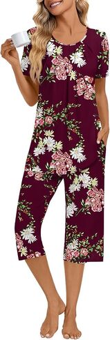 Anymeet Women's Pajamas Set Soft Short Sleeve Top with Pants 2 Piece Lounge & Sleepwear Set M-3XL in Kuwait