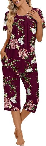 Anymeet Women's Pajamas Set Soft Short Sleeve Top with Pants 2 Piece Lounge & Sleepwear Set M-3XL in Kuwait