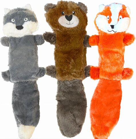 JALOUSIE 5 Pack Dog Bungee Stretch Toy Squeaky Dog Crinkle Chew Toy - Stuffingless Crinkle Paper Body No Mess - Sealed Stuffed Squeaky Head - Interactive Play Dog Crinkle Paper Sound Toy Value Bundle in Kuwait