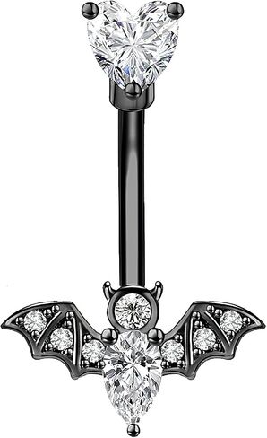 SHINYY Belly Button Bat Ring for Women Surgical Steel Cubic Zirconia Navel Body Piercing in Kuwait