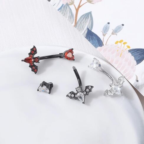 SHINYY Belly Button Bat Ring for Women Surgical Steel Cubic Zirconia Navel Body Piercing in Kuwait