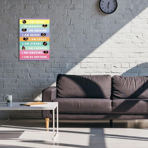 janlan تأكيد جدار ديكور، أنا فتاة سوداء ذكية تأكيد ملهمة جدار الفن قماش، فتاة سوداء تحفيزية قماش جدار الفن للأطفال الفتيات السود غرفة نوم الحضانة الفصول الدراسية 12 "× 15" in Kuwait