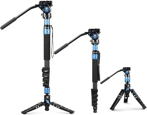 SIRUI Camera Monopod with Feet,74"/188cm Aluminum Travel Monopod with Tripod Base, Lightweight Portable Video Monopod with Pan Tilt Fluid Head for DSLR Camera Camcorder, Max Load 17.6lb/8kg, AM-MDP02 in Saudi Arabia