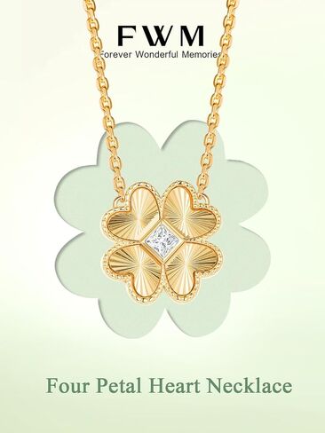 FWM Gold Plated Moissanite Necklace for Women, 925 Sterling Silver Dainty North Star/Flower Pendant Necklaces, Minimalist Jewelry, 16"/18"/20" Adjustable, Anniversary, Birthday Gifts in Kuwait