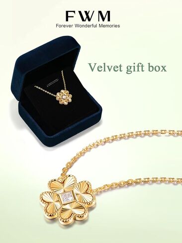 FWM Gold Plated Moissanite Necklace for Women, 925 Sterling Silver Dainty North Star/Flower Pendant Necklaces, Minimalist Jewelry, 16"/18"/20" Adjustable, Anniversary, Birthday Gifts in Kuwait