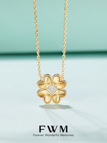 FWM Gold Plated Moissanite Necklace for Women, 925 Sterling Silver Dainty North Star/Flower Pendant Necklaces, Minimalist Jewelry, 16"/18"/20" Adjustable, Anniversary, Birthday Gifts in Kuwait