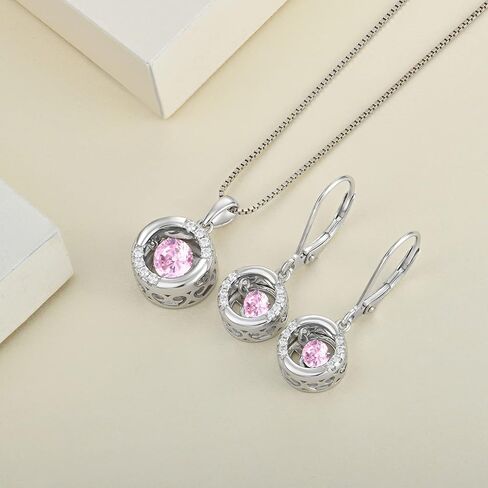 YL Halo Necklace 925 Sterling Silver Solitaire Pendant Round Birthstone Jewelry for Women in Kuwait