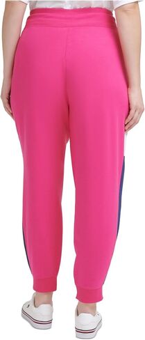 TOMMY HILFIGER SPORT إمرأة وردي قابل للتمدد مضلع Sweatpants الرباط اسكواش Pa كتلة اللون السراويل زائد 3X in Saudi Arabia