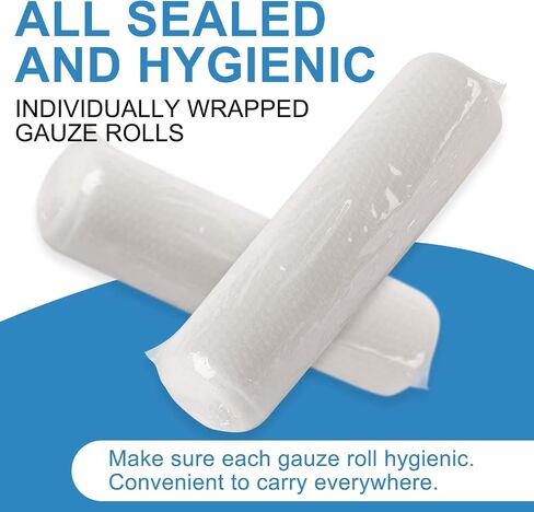 50 Pack Gauze Rolls Bandages, 2 in x 4.1 Yards, Individually Wrapped Breathable Rolled Gauze, Mummy Wraps, Premium First Aid Supplies & Medical Supplies for Wounds in Saudi Arabia