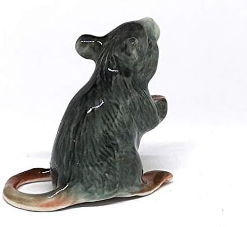 ZOOCRAFT تمثال فأر سيراميكي رمادي حيوان مطلي يدويًا من البورسلين للديكور القابل للتجميع in Kuwait