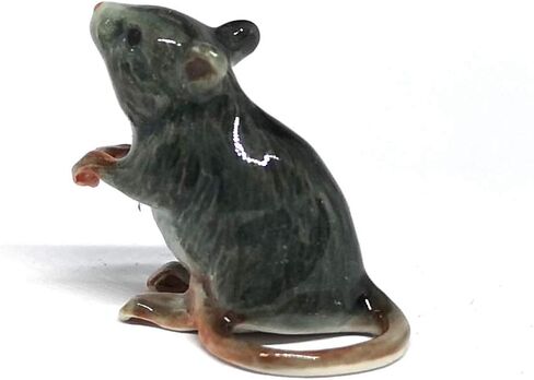 ZOOCRAFT تمثال فأر سيراميكي رمادي حيوان مطلي يدويًا من البورسلين للديكور القابل للتجميع in Kuwait