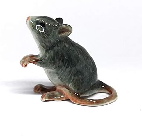 ZOOCRAFT تمثال فأر سيراميكي رمادي حيوان مطلي يدويًا من البورسلين للديكور القابل للتجميع in Kuwait