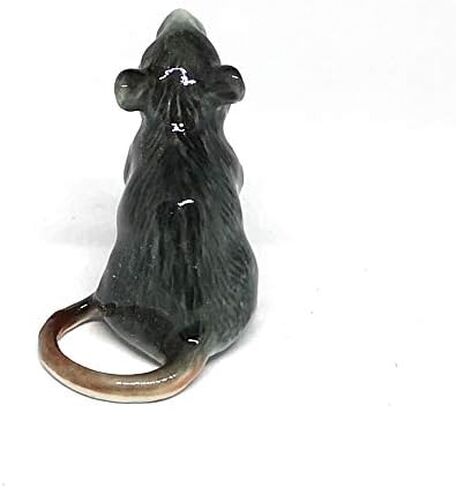 ZOOCRAFT تمثال فأر سيراميكي رمادي حيوان مطلي يدويًا من البورسلين للديكور القابل للتجميع in Kuwait