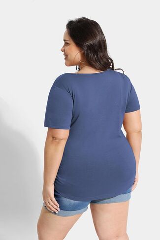 RITERA Plus Size Tops for Women Summer Short Sleeve Button Henley Shirts Oversized Tunic Blouse XL-6XL in Kuwait