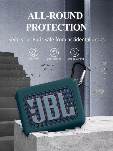 Case Cover for JBL GO4 Portable Bluetooth Speaker,Full Protective Silicone Case Cover with Keychain Cover,Shockproof JBL GO4 Portable Bluetooth Speaker Case Cover for Women Men-Light Blue in Saudi Arabia