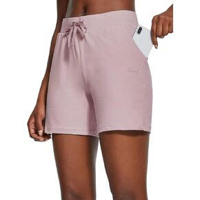 BALEAF Womens Lounge Shorts Cotton Athletic Sweat Shorts with Pockets High Waist Summer Casual Mauve Shadows 2XL