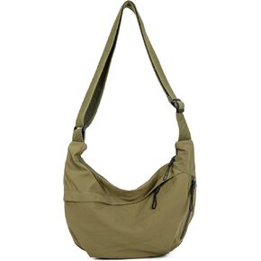 Crescent Bag for Women Men Nylon Crossbody Bags Multi-Pocket Sling Bag Roomy Hobo Bags Moon Bag Slouchy Dumpling Bag