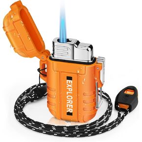 Torch Lighter, Double Jet Flame, Waterproof, Windproof, Refillable Butane Gas Lighters for Survival, Camping, Hiking, Grill