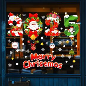 Christmas Window Clings Decorations,Static Christmas Window Sticker Decal,Large & Adjustable Double Sided Xmas Decal Ornament for Holiday New Year Party Home Store Winter Décor 2 Sheet (Christmas-C)
