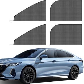 Pack-4 Car Sunshade Screen Window Mesh to Keep Your Vehicle Cool, Waterproof Vehicle Side Window Shades, Double Layer Design, Universal Automotive Cooling Window Cover (Black #Car)