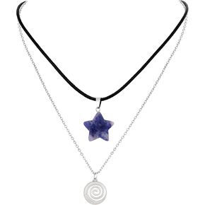 Set 2 Spiral Star Pendant Necklace for Teen Girls, Y2K Indie Grunge Aesthetic Jewelry, Trendy Sfuff for Teen Girls