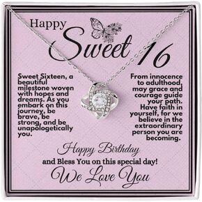 Sweet 16 Jewelry Gift For Girls - 16th Happy Birthday Gifts For 16 Year Old Girl - Necklace With Message Card In A Gift Box from Mom and Dad Parents Sweet Sixteen