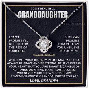 To My Beautiful Granddaughter Necklace - Gifts From Grandpa Grandma, birthday card Graduation Pendant Jewelry with Message and Gift Box5 Rose Gold Finish