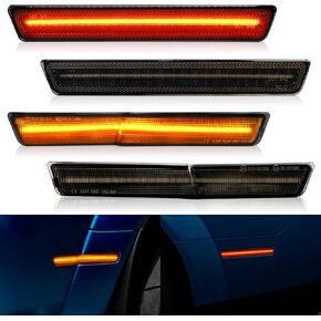 مصابيح LED أمامية وخلفية جانبية لسيارة دودج تشالنجر SRT Hellcat Redeye Widebody 2018-2022، R/T Scat Pack Demon Super Stock Jailbreak، عدسة مدخنة مصد أحمر كهرماني إشارة الانعطاف