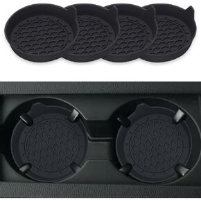 Car Cup Coaster, Silicone Universal Cup Holder Insert with Wonderful Box, Non-Slip Car Cup Holder Coasters, Car Accessories Interior Sets for Women and Men, 4 Pack Black