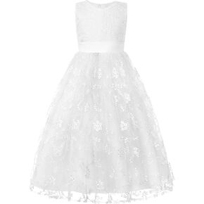 Flower Girl Dress Embroidery Tulle Dress Ribbon Wedding Dress Party Dress