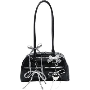 GORGLITTER Women's Y2k Coquette Purse Bow Kawaii Shoulder Bag Ita Bag Faux Leather Tote Bag