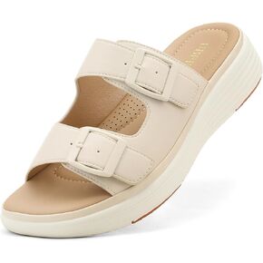 UBFEN Womens Slide Sandals Comfortable Lightweight Slip On Platform Wedge Sandals