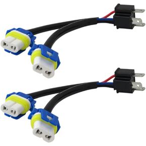 2Pcs 9003 HB2 H4 P43t Male to Female Conversion Connector Wiring Harness Headlight Fog Light Plug Cable Socket Connector (9005 9006 Male to H11 Female)