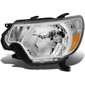 DNA Motoring OEM-HL-0040-R Chrome Amber Factory Style Passenger Side Headlight Lamp Replacement For 12-15 Tacoma