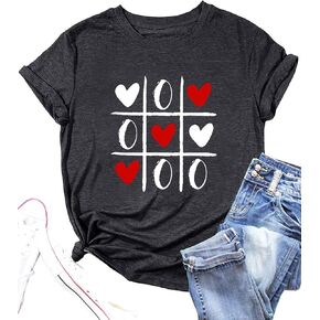 Valentines Day Shirts Women Cute Love Heart Graphic Tshirt Valentine Gifts Tee Casual Hearts Short Sleeve Tops