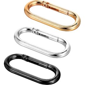 Gold Carabiner Clip, 2 Pcs Spring O Ring Clip for Purse Strap Oval Snap Clip Gold Key Clip for Keychain