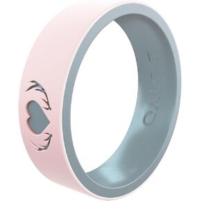 QALO Women's Rubber Silicone Ring, Eva Shockey Stackable Bead or Geo, Rubber Wedding Ring for Women, Breathable, Durable Engagement Silicone Band, Multi Colors