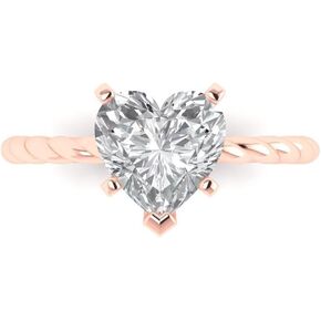 Clara Pucci 2 ct Heart Cut Moissanite 18K White Gold Solitaire Wedding Engagement Bridal Promise Ring