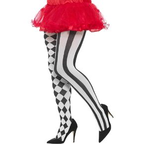 Smiffys Harlequin Tights (Large/X-Large, White/Black)