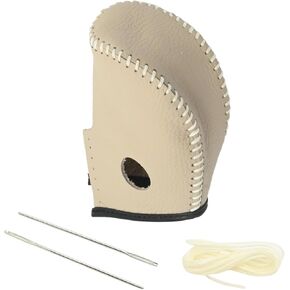 Gear Shift Knob Cover with Beige Stitches, Shift Lever Leather Sheath, Replacement for Pathfinder 2013 2014 2015 2016 2017 2018 2019 2020