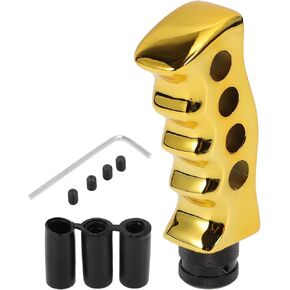 Car Shift Knob 12.5x5cm Durable | Front Shift Lever Knob Universal for Automatic and Manual Vehicle Acrylic Gold Tone with 3 Adapter 1 Set