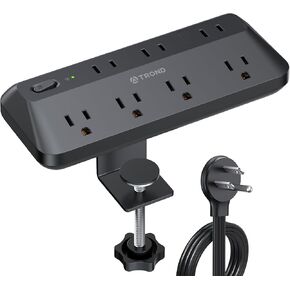 TROND Desk Clamp Power Strip - 1700J Surge Protector with 7 Outlets, Desktop Edge Mount Power Strip, Fit 1.97" Tabletop, 6FT Flat Plug Extension Cord for Teacher Must Haves, Office, ETL List, Black in Kuwait