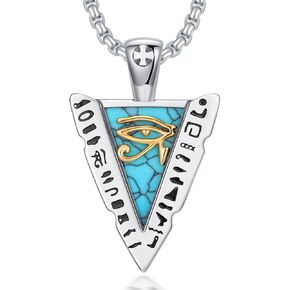 Arrowhead Necklace 925 Sterling Silver Turquoise Pendant Necklace Egyptian Jewelry Gifts for Men Women