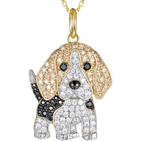 Dog Lovers' Necklace - Different Breeds of Dogs, Synthetic Black and White Zirconia Accented, Golden Retriever, Pug, Corgi, Boxer, and more! Trendy Alloy Chain, Fashion Themed Jewelry Accessory for Men or Women, Pet Lover Gift for Birthday and Holiday, Du