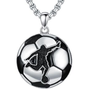 Soccer Necklace 925 Sterling Silver Football Pendant Sport Jewelry for Men Women